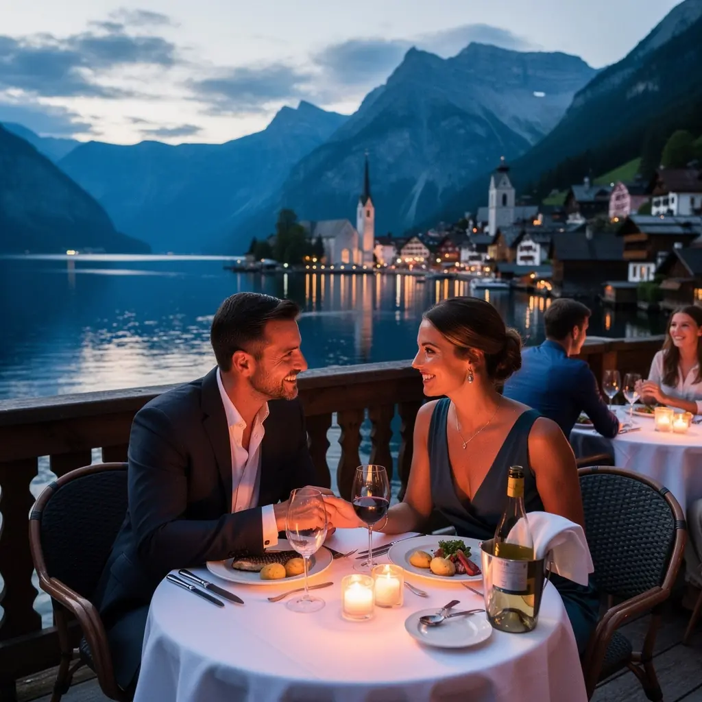 Panoramaaufnahme einer charmanten Stadt am Fluss mit alten BrГјcken und bunten HГ¤usern.