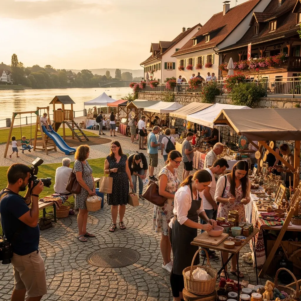 Naturaufnahme mit der Donau im Vordergrund und beeindruckenden Bergen im Hintergrund.